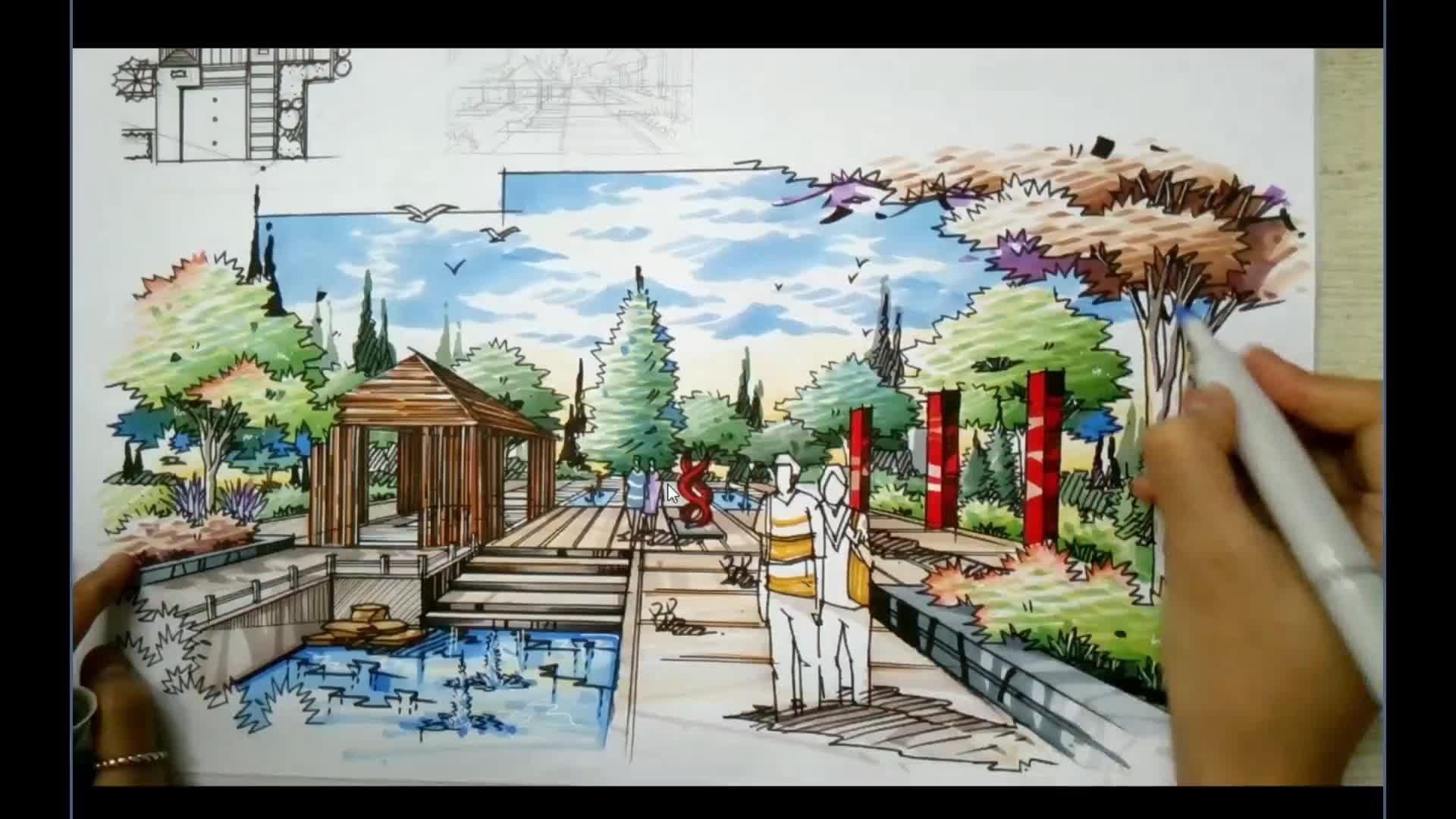 環境設計-景觀設計-植物-馬克筆上色 - 